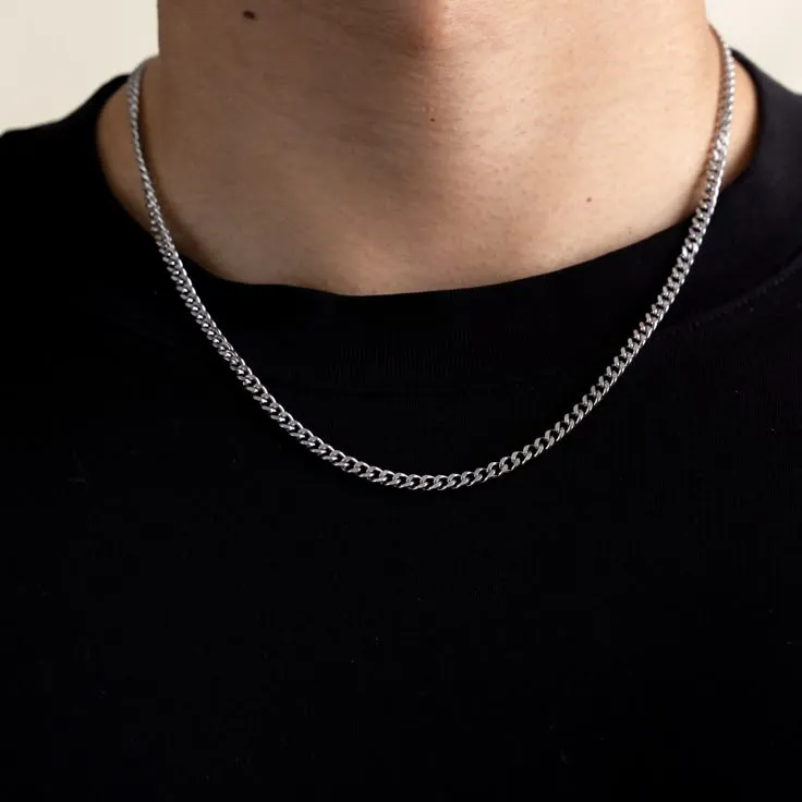 Stainless Steel 4mm Curb Chain Necklace - Tarnish Resistant.webp