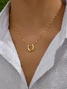 1pc Horse Hoof Chain Necklace Geo Charm Minimalist Pendant Necklace.webp