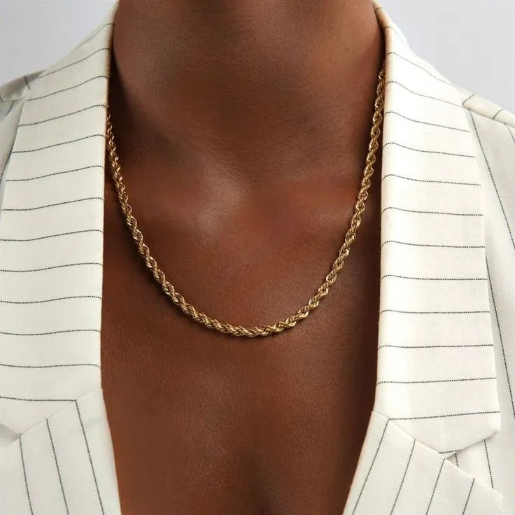 14k Design Necklace _ Thick Twirl Pattern Chain Necklace _ 14k _ Etsy.webp