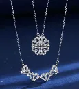 Magnetic Four Heart Clover Silver Necklace.webp