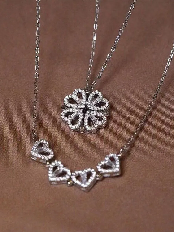 1pcs Fashionable And Elegant Titanium Steel Four-Leaf Clover Love Pendant Necklace Suitable For Women'S Daily Party Wear.webp