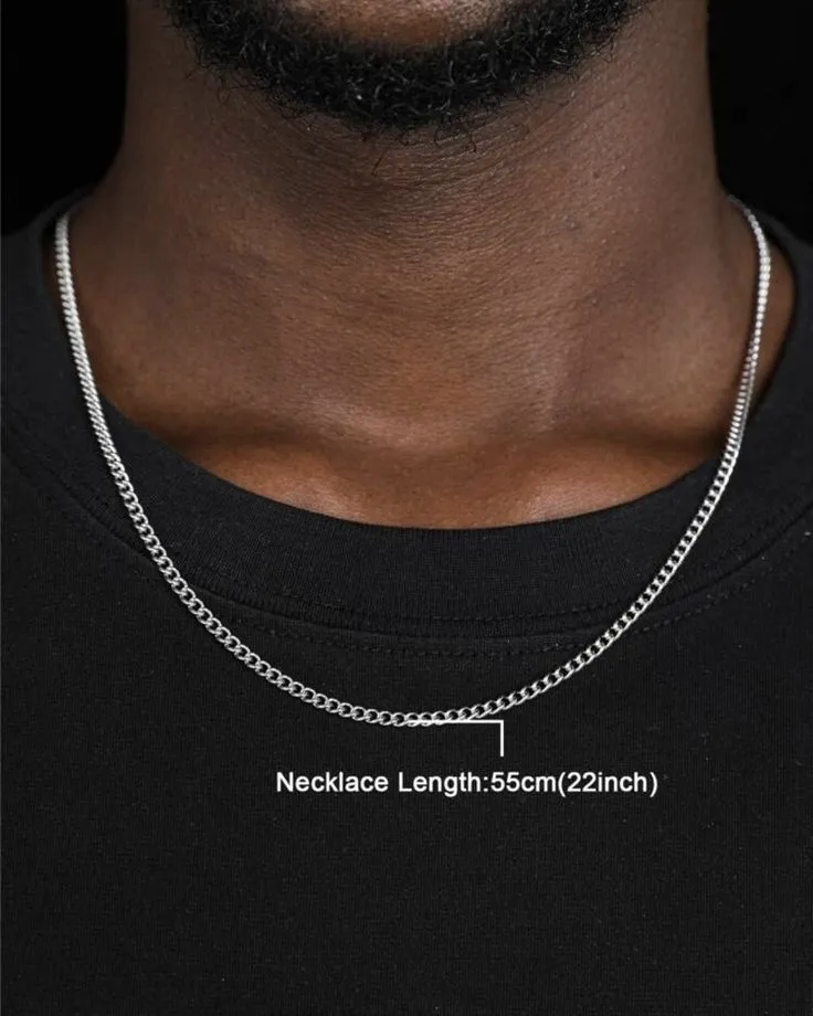 Men’s Classic Silver Link Chain Necklace (55cm)