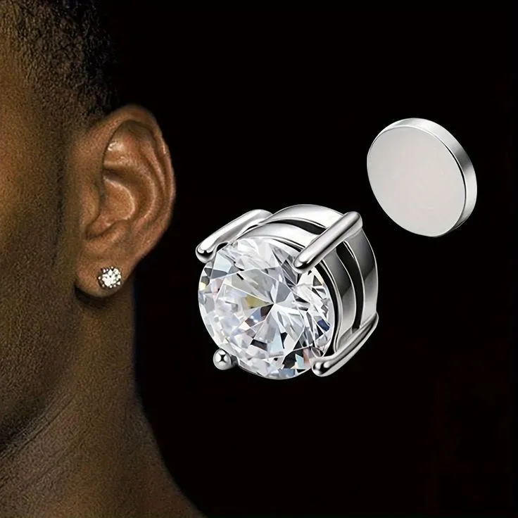 Men’s Classic Magnetic Silver Stud Earrings