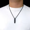 Black Stainless Steel Bullet Pendant Necklace
