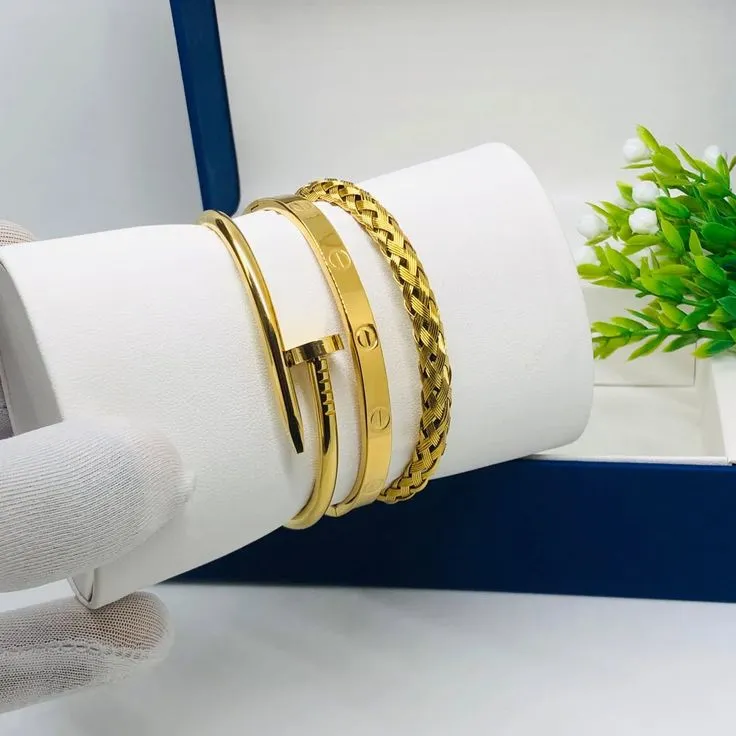 Golden Harmony Trio Bangle Set