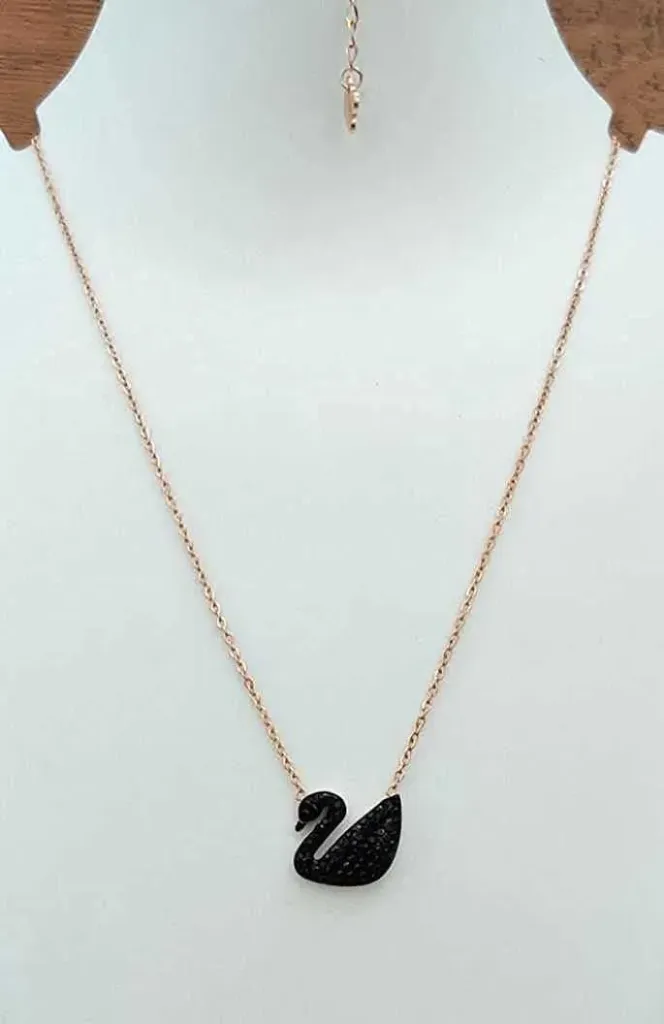 Elegant Black and Gold Swan Necklace